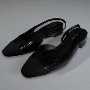 🎉SALE Veronica Beard Cecile Cap Toe Leather Slingback Flats Black